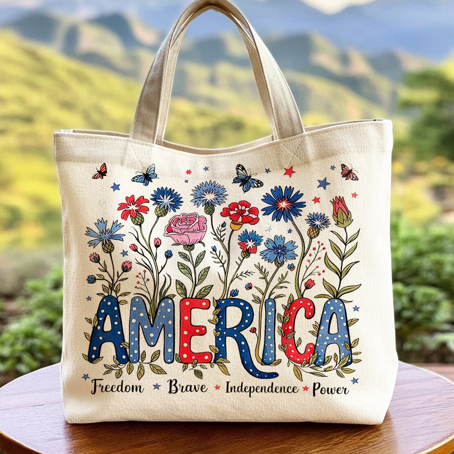 Patriotic Wildflower Tote Bag