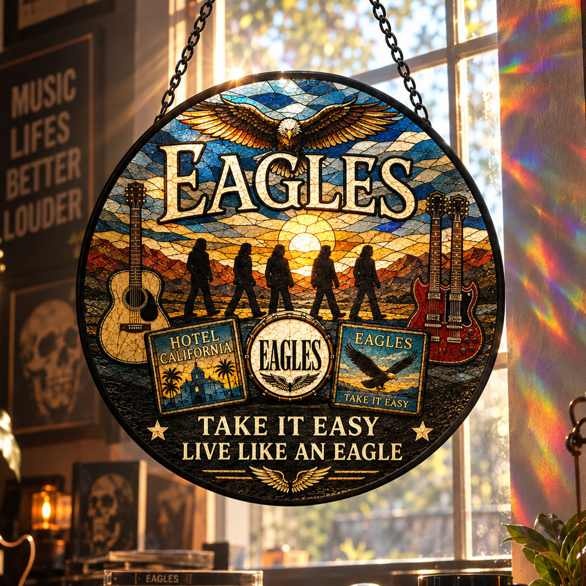 Eagles Take It Easy Stained Glass Suncatcher