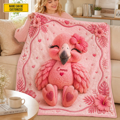 Personalized Cute Flamingo Blanket