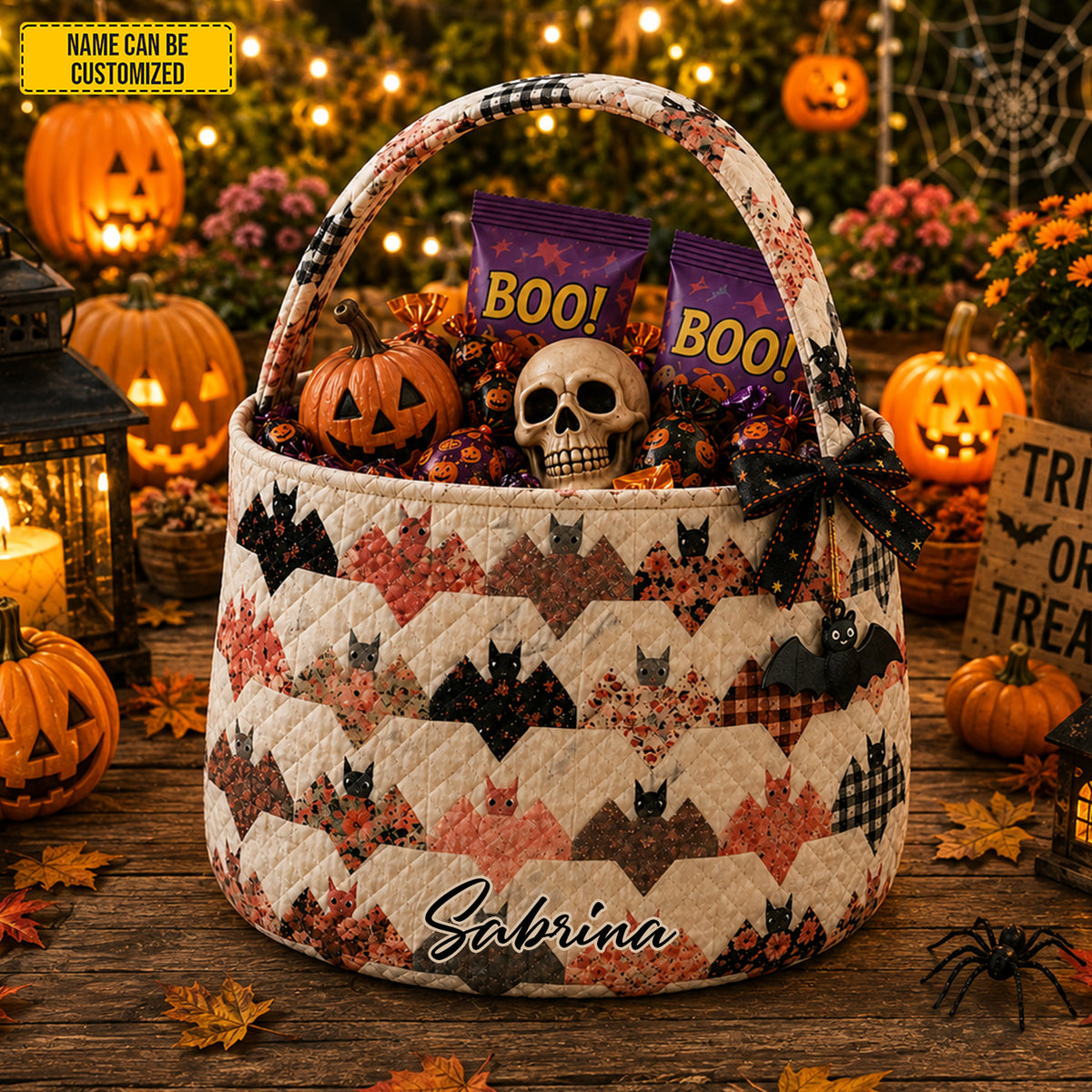 Personalized Halloween Bat Candy Basket