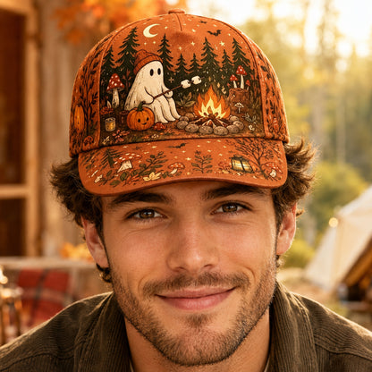 Cozy Ghost Campfire – Halloween Cap