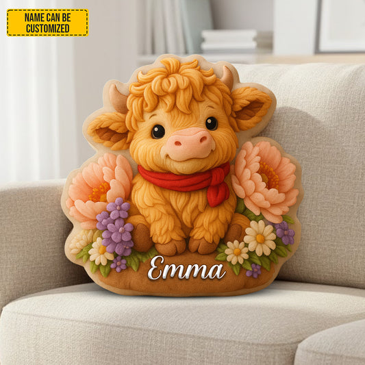 Cute Highland Cow - Personalized Highland Cow Shaped Pillow