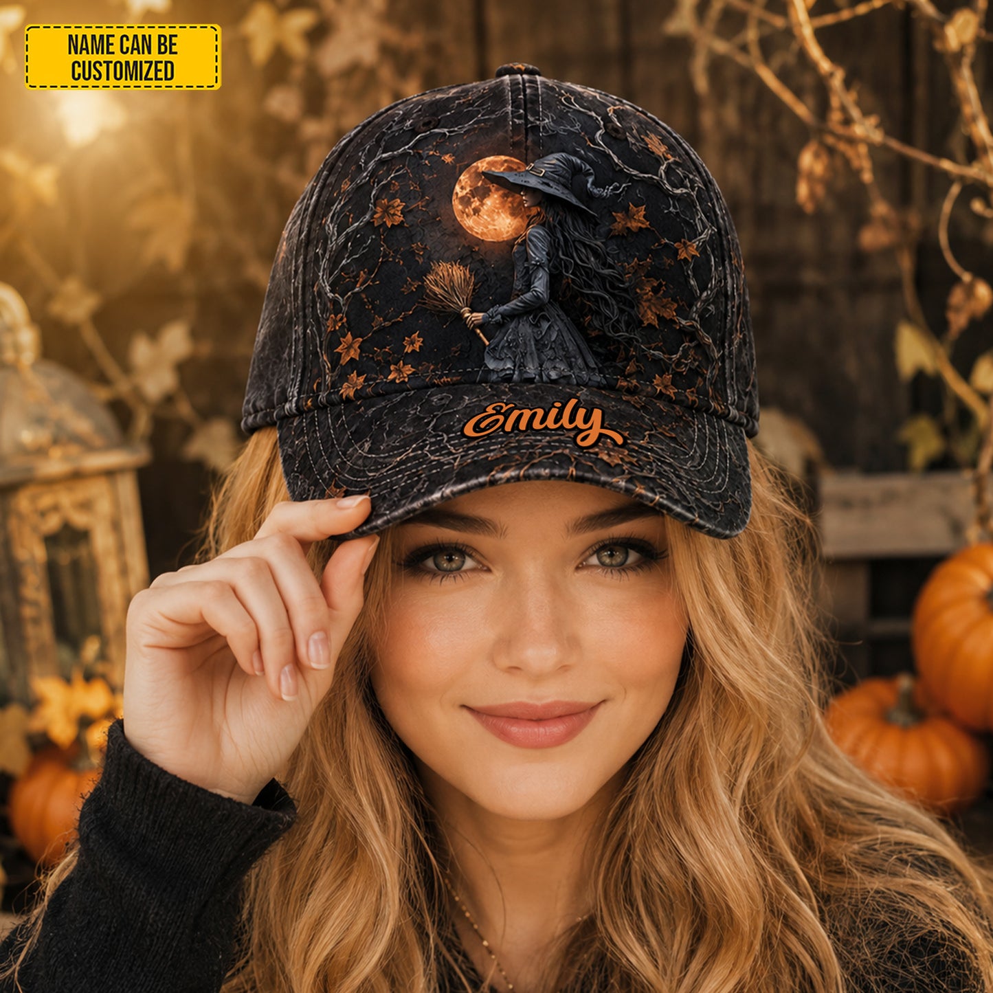 Personalized Moon Witch Halloween Cap