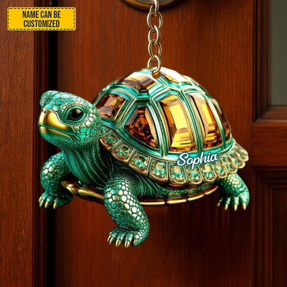Personalized Sea Turtle Jewel Keychain