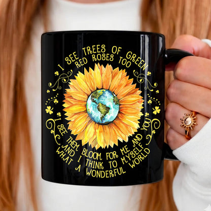 And I Think To Myself What A Wonderful World Black Mug