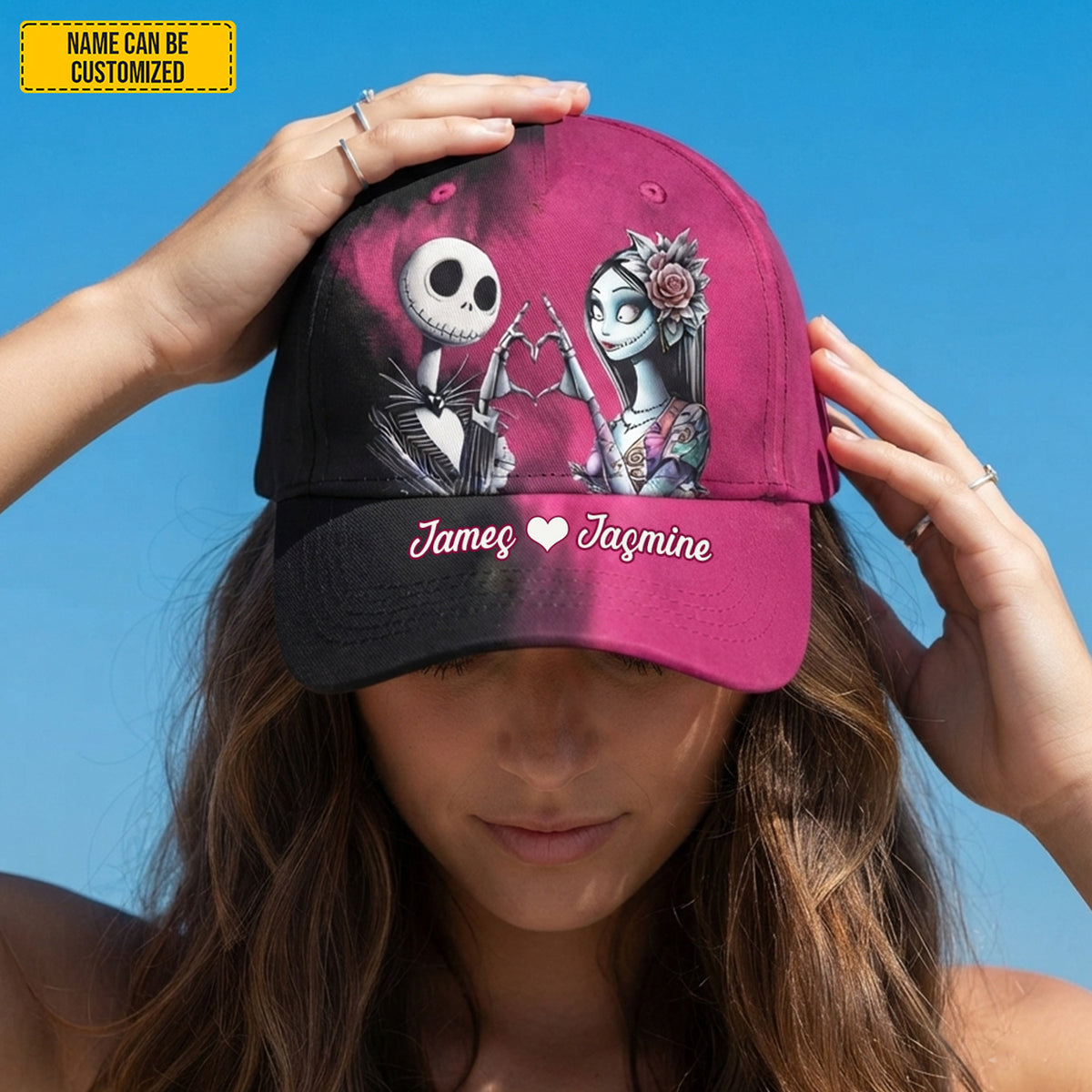Personalized Gothic Couple Cap – Custom Name Romantic Gift