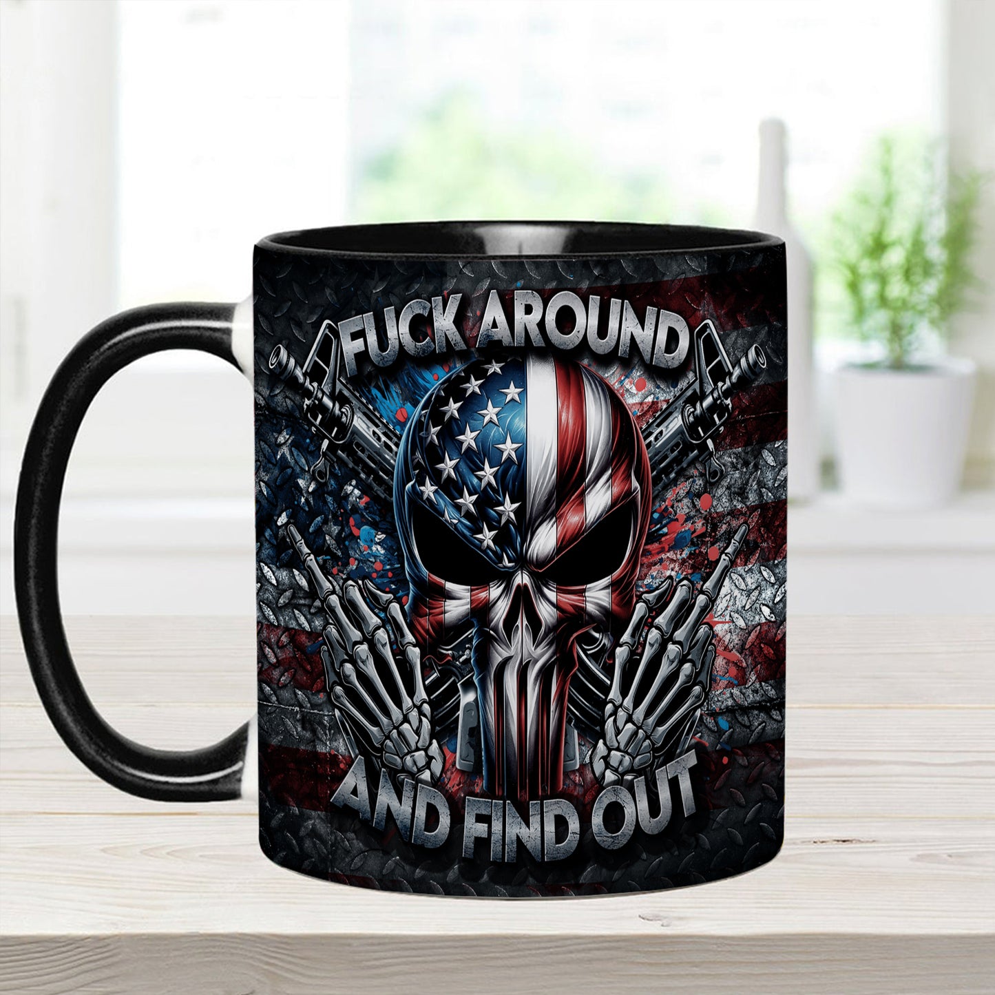 Bold Patriotic Skull Accent Mug