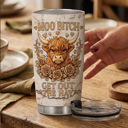 Get Out The Hay - Personalized Highland Cow Tumbler