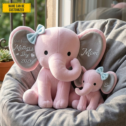 Personalized First Mother's Day Elephant Pillow
