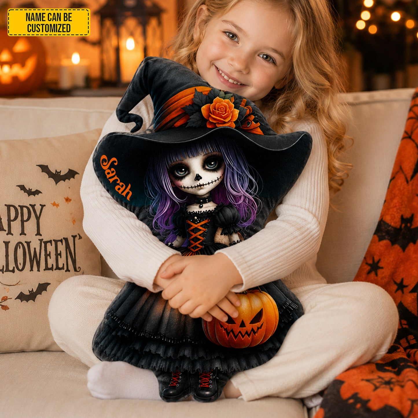 Personalized Gothic Witch Halloween Shape Pillow