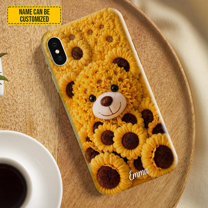 Personalized Sunflower Bear Phone Case