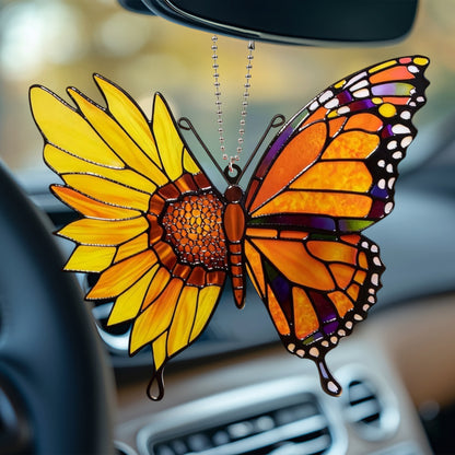 Sunflower Butterfly Car Hanging Ornament
