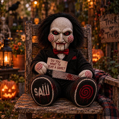 Jigsaw Billy Puppet Horror Custom Shape Pillow – Creepy Halloween Collector Gift