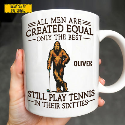 Still Play Tennis In Their Sixties – Personalized Bigfoot White Mug