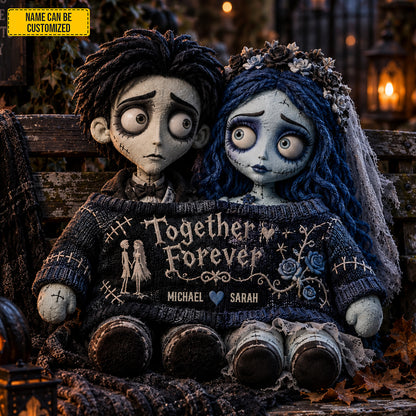 Personalized Together Forever Gothic Couple Dolls Custom Shape Pillow