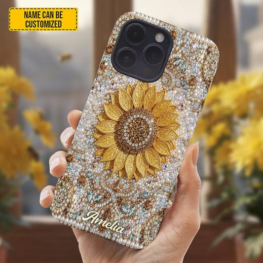 Personalized Sparkle Sunflower Phone Case