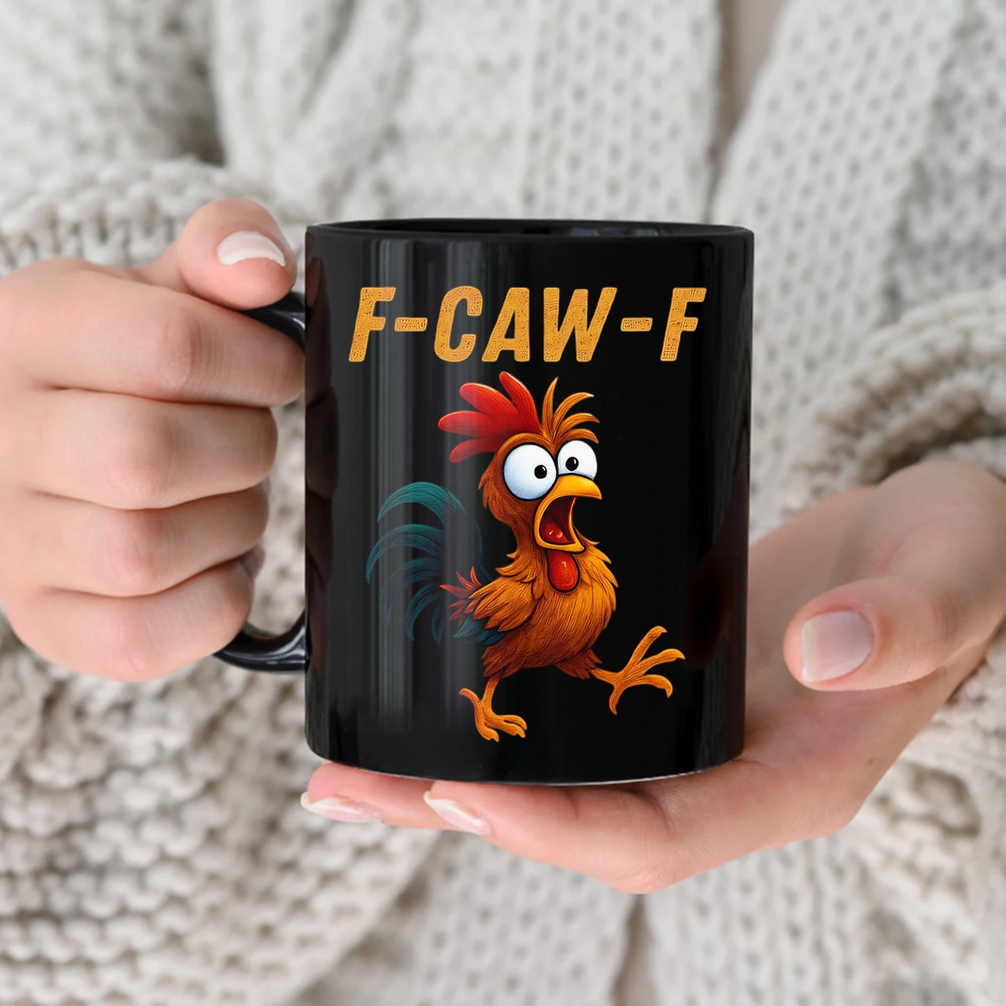 Chicken Funny, F-Caw-F, Personalized Black Mug