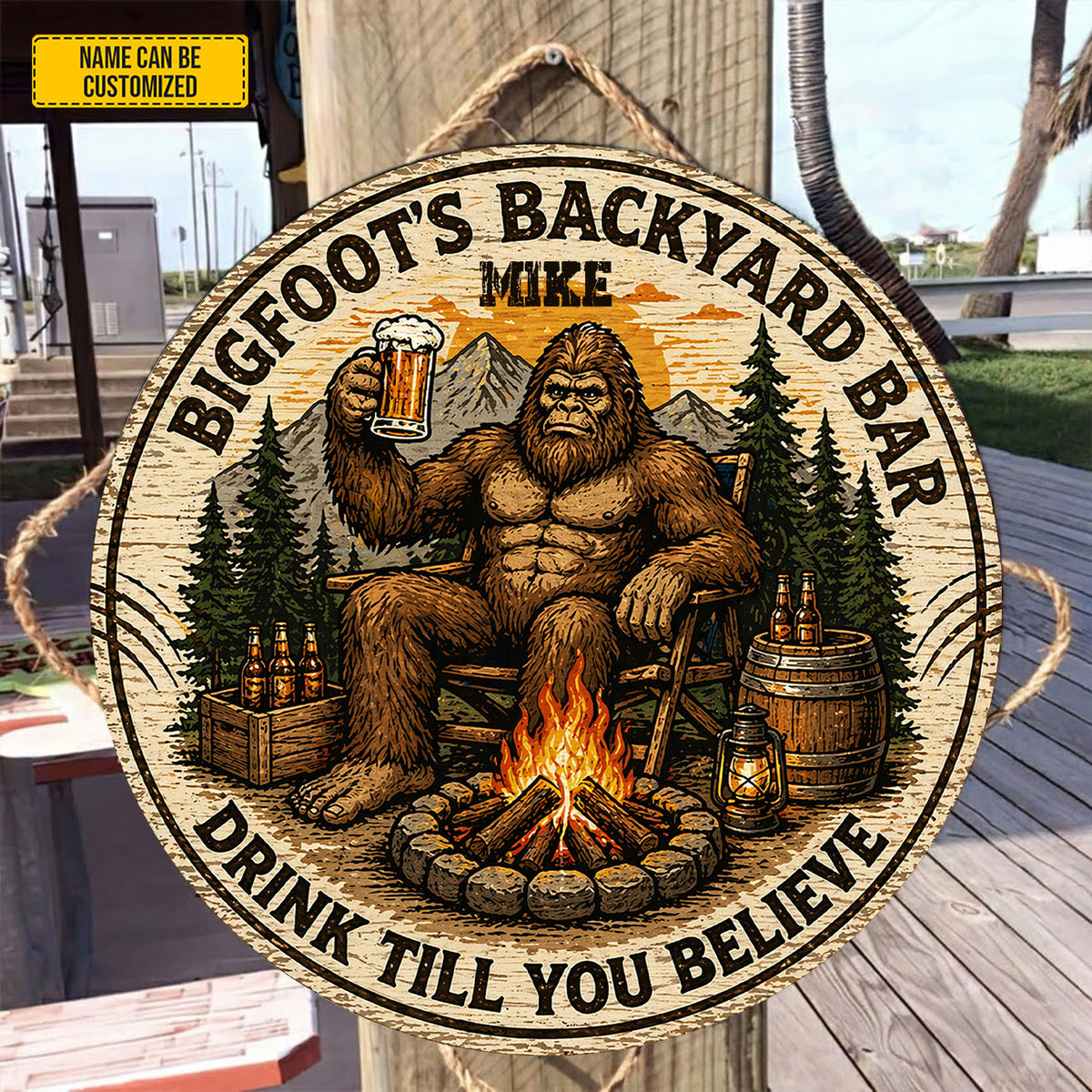 Bigfoot’s Backyard Bar – Personalized Rustic Wooden Sign