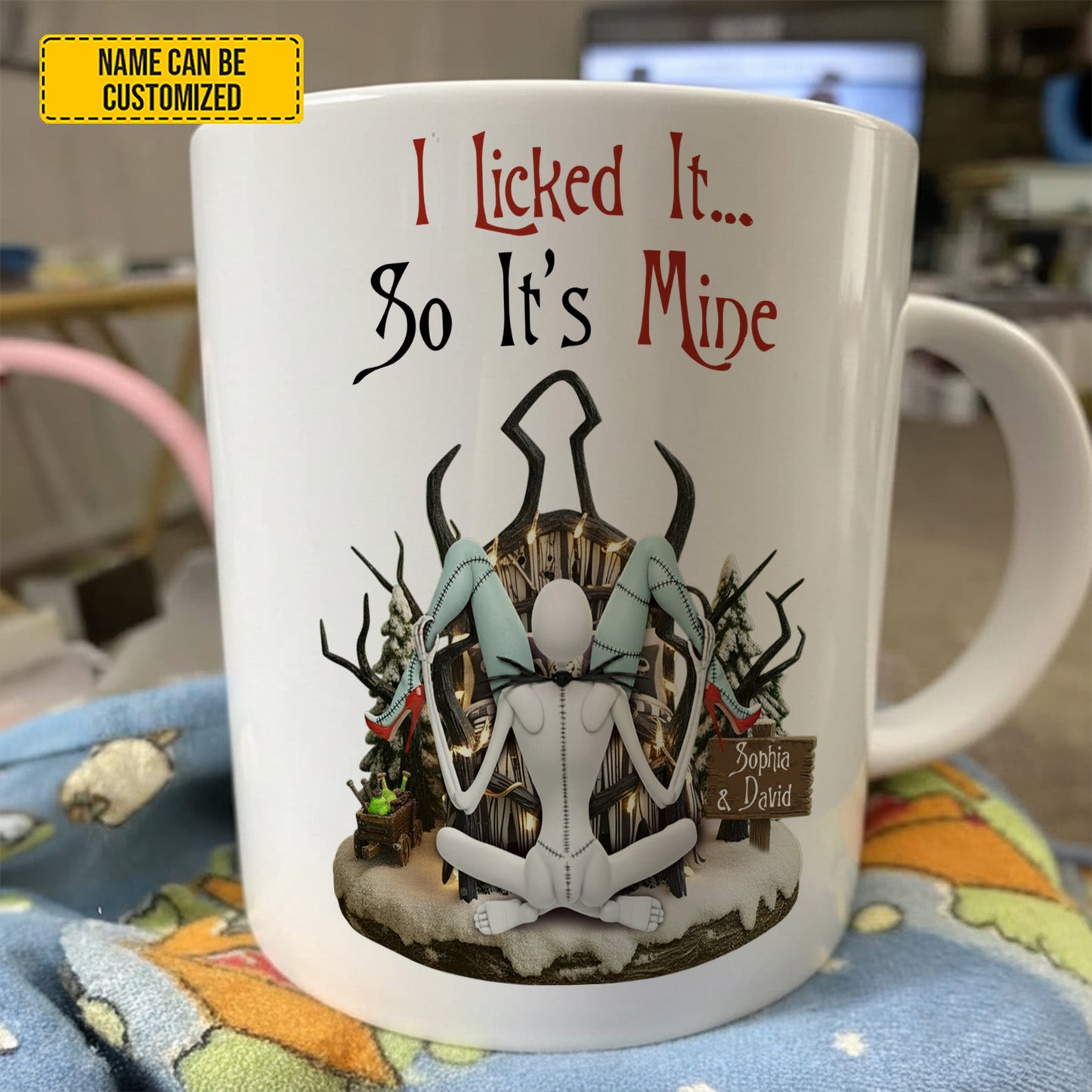 I Licked It - Personalized Couple Gothic White Mug