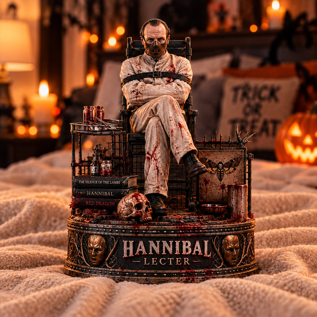 Hannibal Lecter Horror Wooden Block - Collectible Table Decor