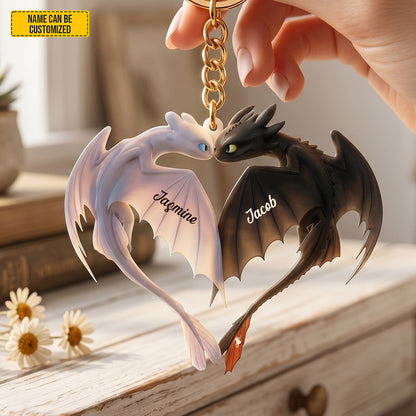 Personalized Dragon Couple Acrylic Keychain