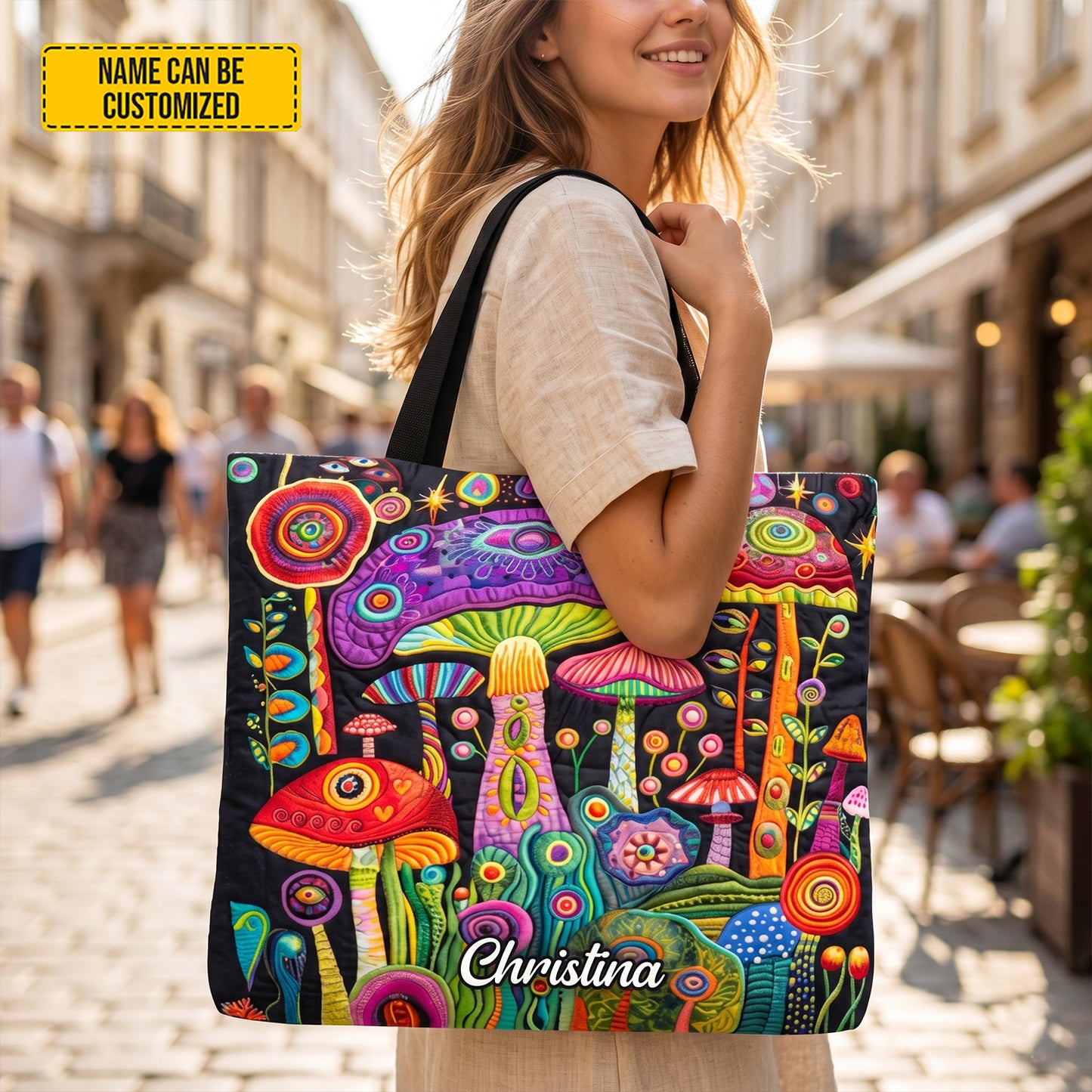 Personalized Psychedelic Mushroom Tote Bag
