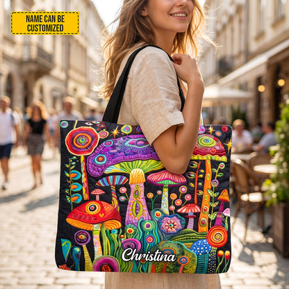 Personalized Psychedelic Mushroom Tote Bag