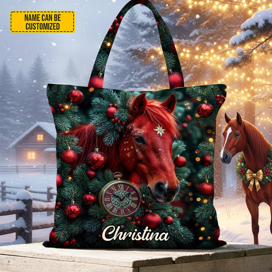 Personalized Christmas Horse Tote Bag