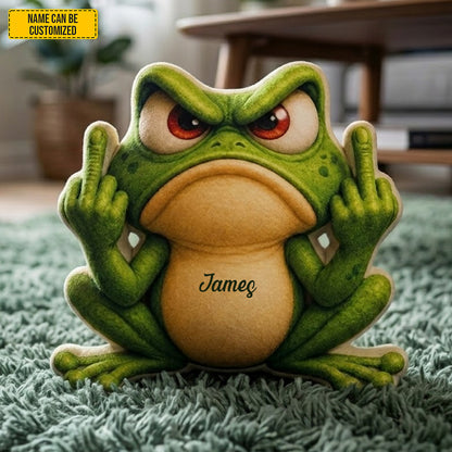 Personalized Grumpy Frog Shaped Pillow