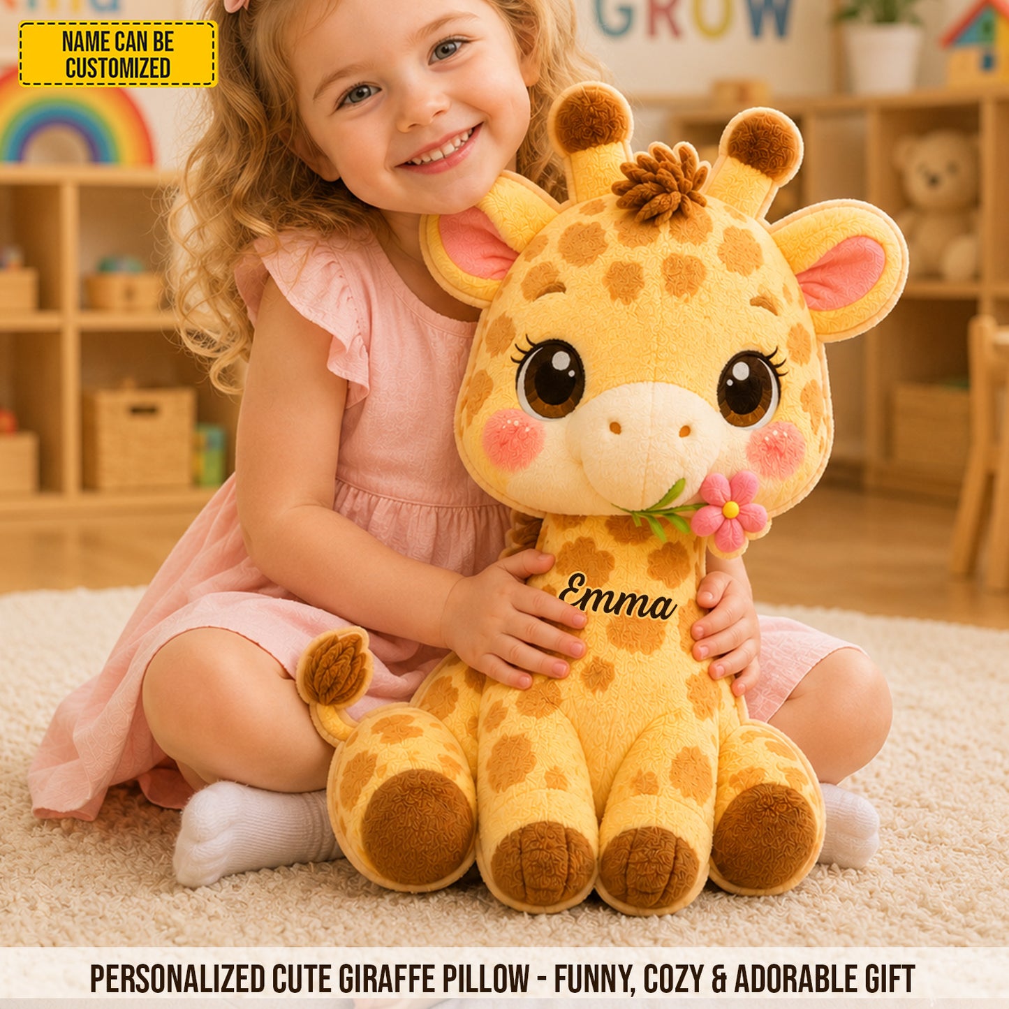 Personalized Giraffe Custom Shape Pillow