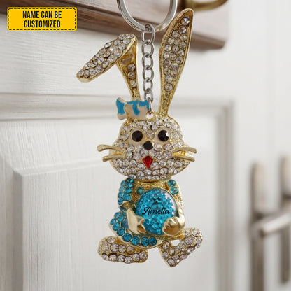 Personalized Sparkle Bunny Keychain