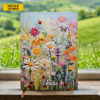 Personalized Floral Leather Journal