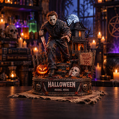 Michael Myers Halloween Horror Wooden Block - Collectible Table Decor