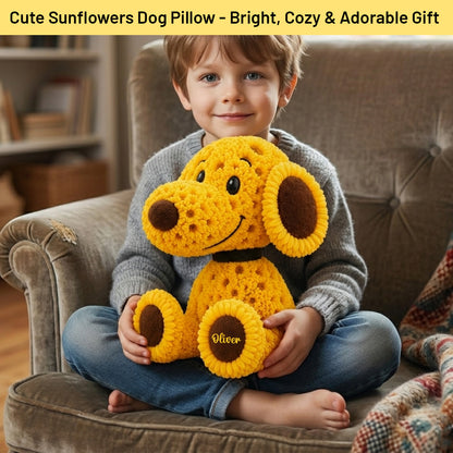 Personalized Cute Sunflower Dog Pillow