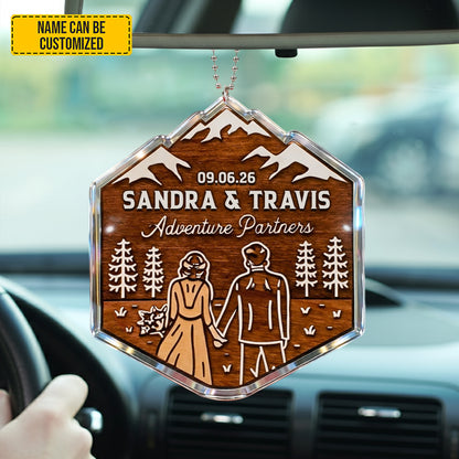Personalized Hiking Couple Car Hanging Ornament