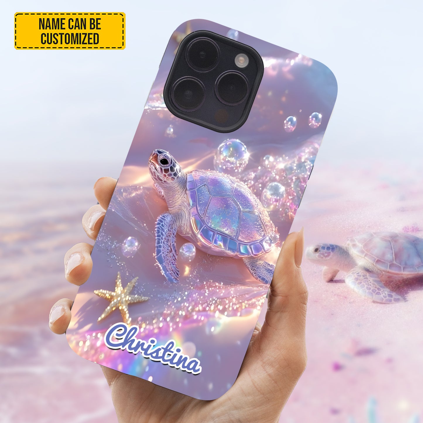 Personalized Sparkle Ocean Turtle Phone Case