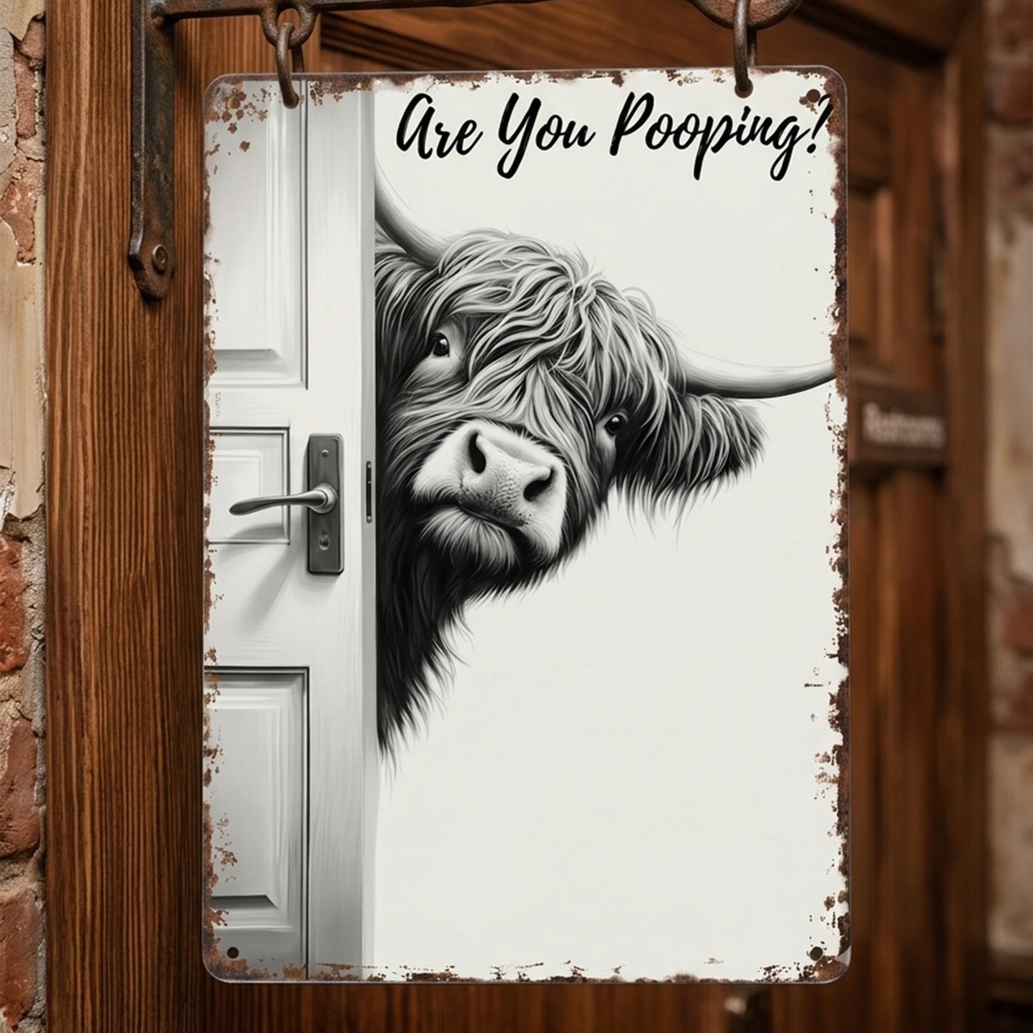 Funny Cow Metal Sign Bathroom - Perfect Gift For Home