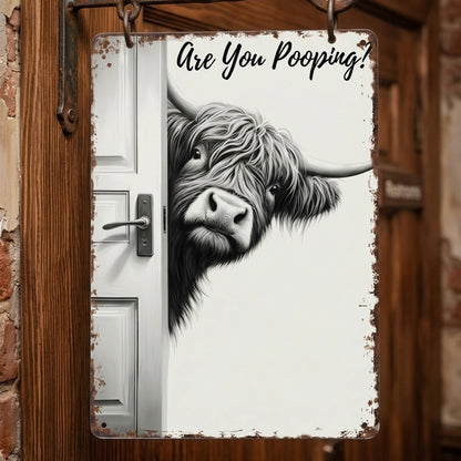 Funny Cow Metal Sign Bathroom - Perfect Gift For Home