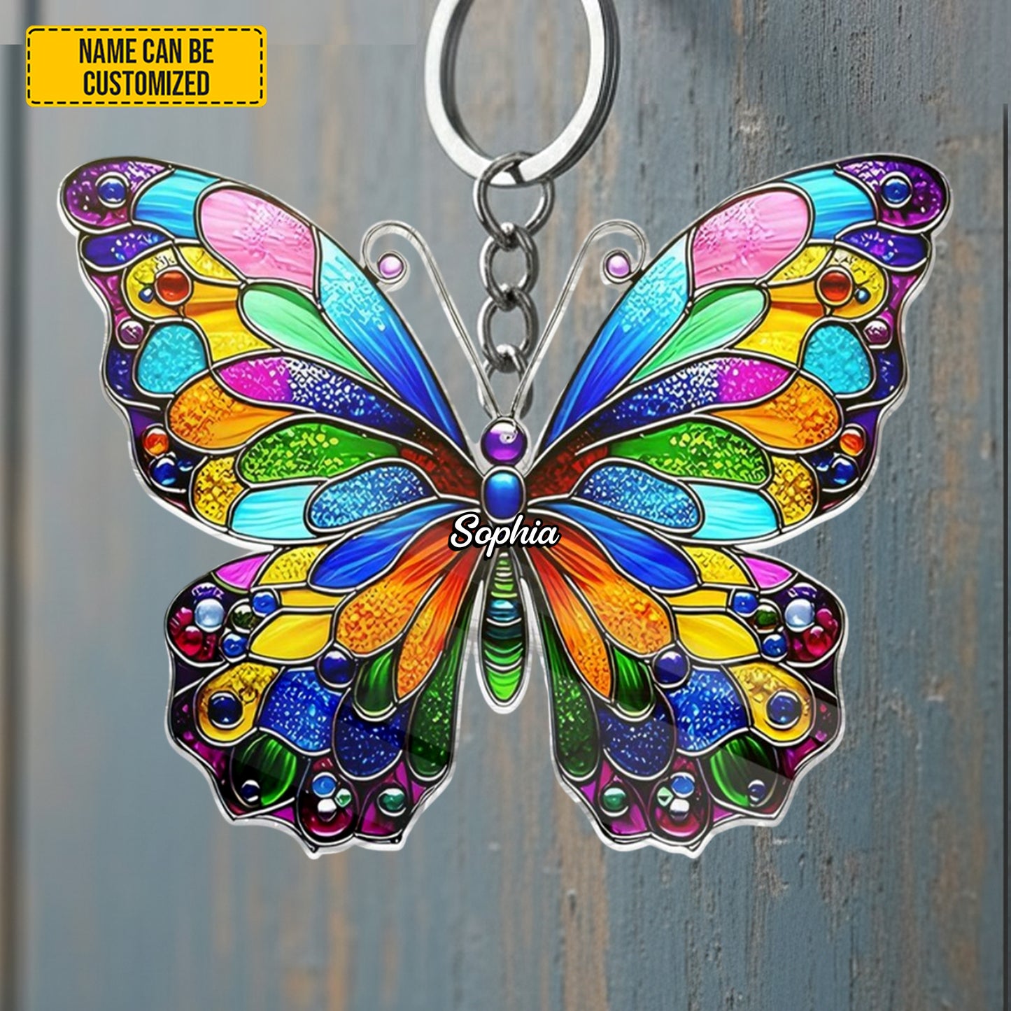 Personalized Colorful Butterfly Keychain