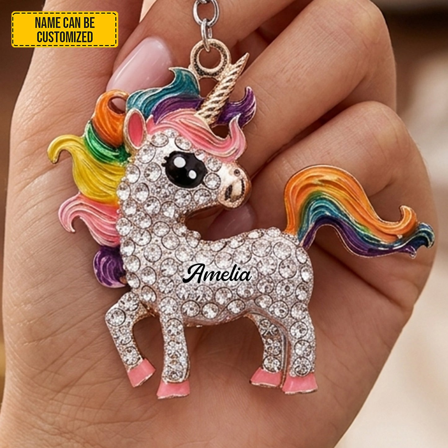 Personalized Sparkle Unicorn Keychain