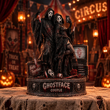 Ghostface Couple Wooden Block - Collectible Table Decor