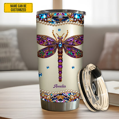Personalized Sparkle Dragonfly Tumbler
