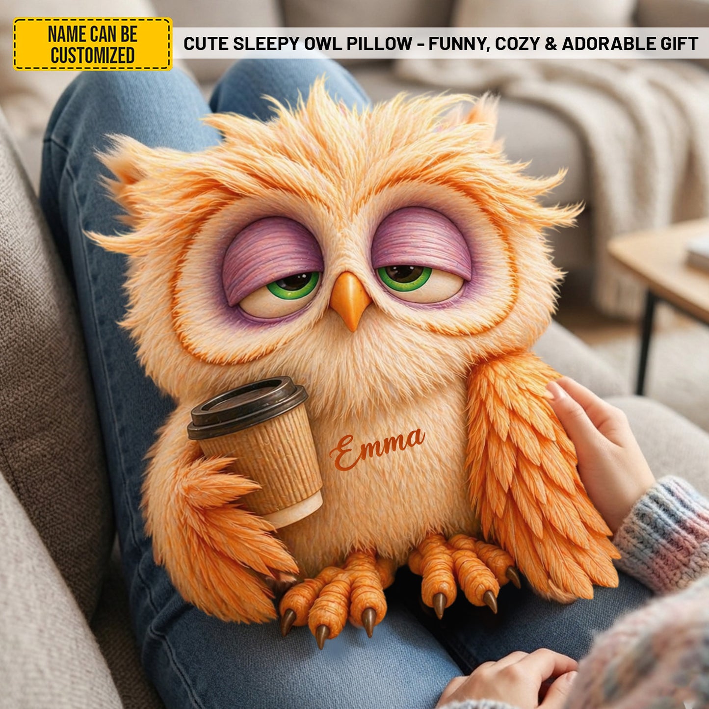 Personalized Cute Sleepy Owl Pillow
