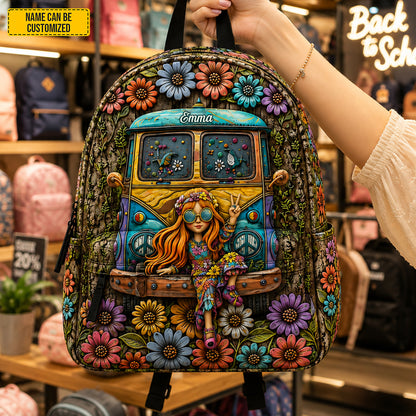 Personalized Hippie Flower Backpack - Kids Backpack