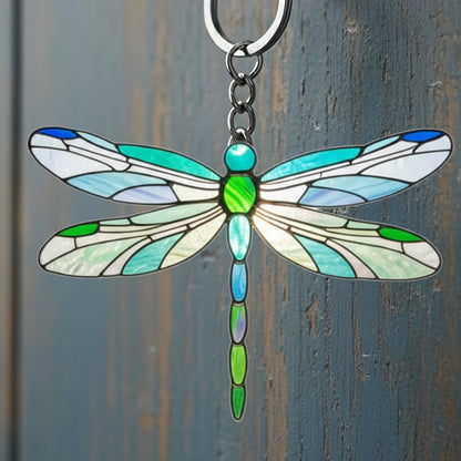 Colorful Dragonfly Faux Keychain