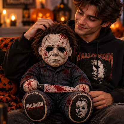 Masked Midnight Slasher Custom Shape Pillow – Creepy Halloween Collector Gift