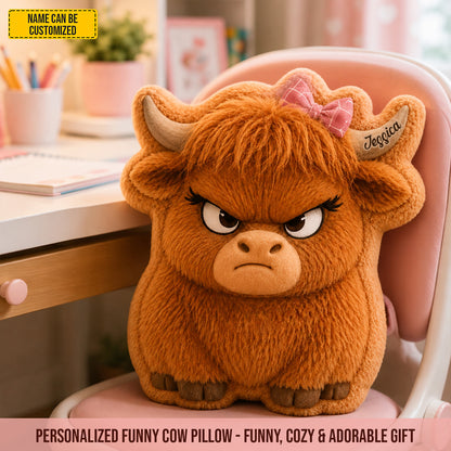 Personalized Grumpy Moo Cow Shaped Pillow