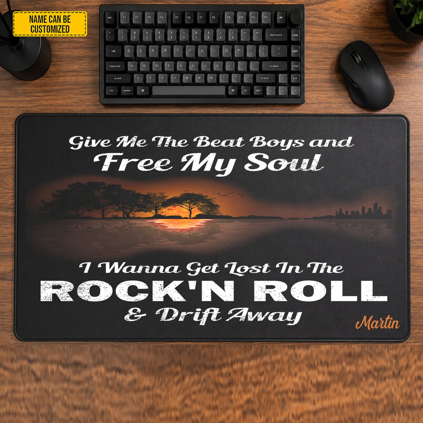 Rock ’N Roll & Drift Away – Personalized Classic Rock Desk Mat