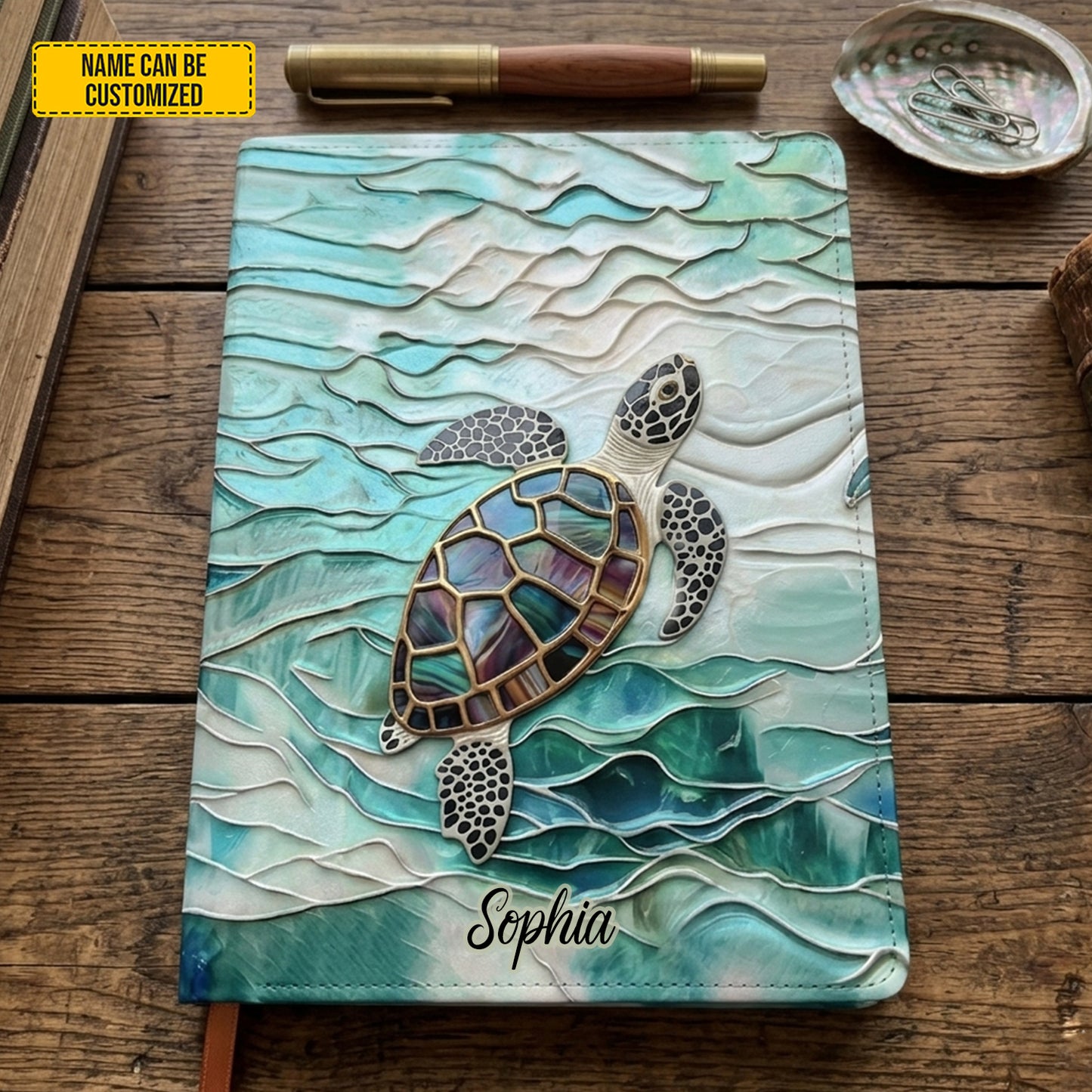 Personalized Sea Turtle Leather Journal