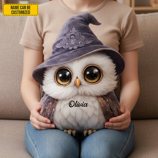Personalized Cute Owl Witch Custom Shaped Pillow